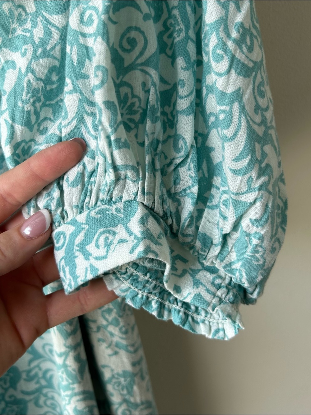 Maeve Anthropologie Irene Linen Shirt Maxi Dress Mint Green Floral XL - Picture 12 of 16